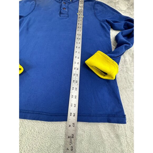 Vtg Abercrombie & Fitch Henley Shirt Muscle Fit XL Blue Yellow Moose Logo Cuff - Picture 6 of 7